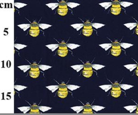 Rose & Hubble Cotton Poplin Bees Navy